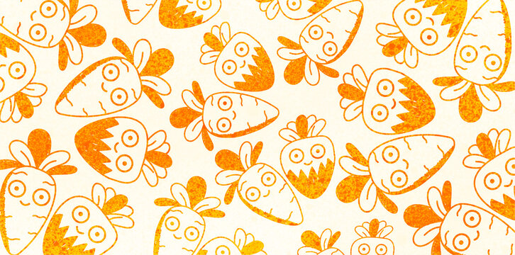 Cute funny orange carrot vegetable seamless cartoon pattern design