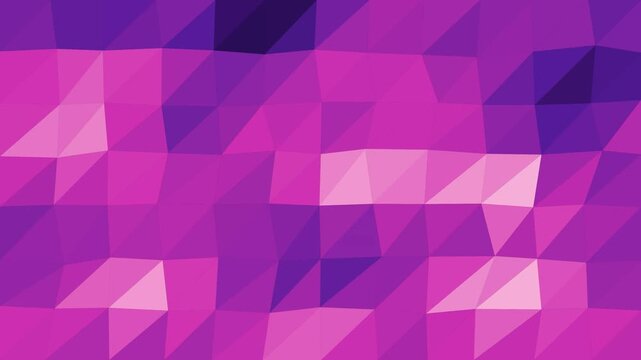 Seamless looping low poly abstract background with purple and pink triangles