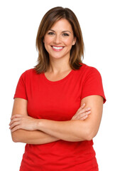 Fototapeta premium PNG Smiling woman in red shirt.