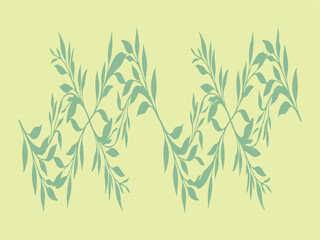 Fototapeta premium Leafy branch pattern with delicate foliage in muted green tones