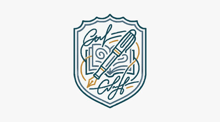 Obraz premium Creative emblem with pen and book design.