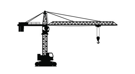 Tower Crane Silhouette Against A White Background © Tamim