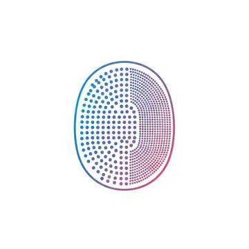 Abstract letter o logo design, modern dotted typography, creative digital font, gradient circle shape, tech style icon, vector illustration isolated on white background