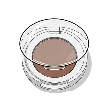 Vector illustration of a round makeup compact case with a clear lid, featuring a brown powder product inside, isolated on white background