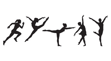 Five Female Dancers In Motion Black Silhouette © Layla