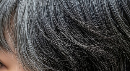 Naklejka premium A close-up photograph of a person's hair and eye