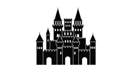 Castle Silhouette On White Background Detailed Architectural Illustration © Tamim