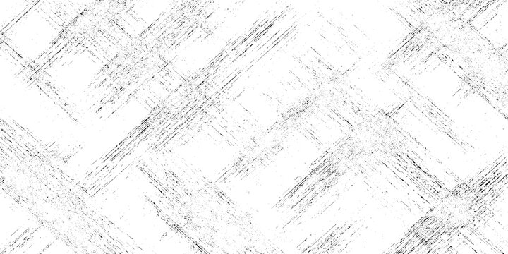 Black and white vector grunge texture with diagonal scratches and scuffs on white background for design and decoration