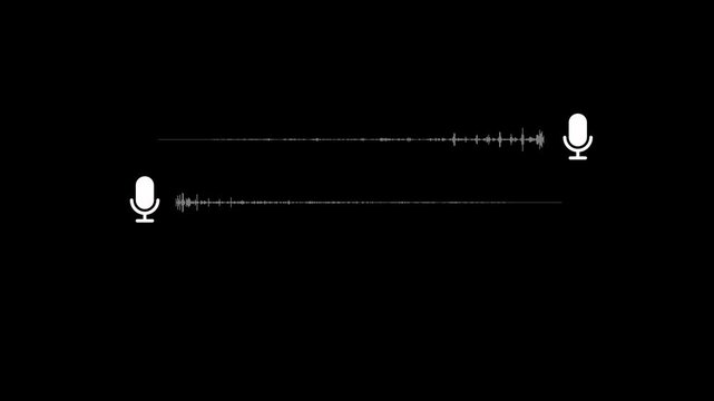 Dynamic audio waveform visualization with microphone for podcast and broadcast media sound frequency