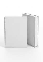 Fototapeta premium Two empty blank hardcover books standing upright showing front cover and spine for professional publishing mockups and creative graphic design projects for authors and writers