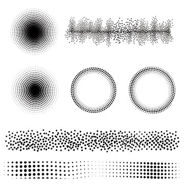 A collection of halftone patterns and gradient effects