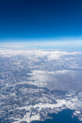 Obraz premium aerial view of aizu wakamatsu city in winter