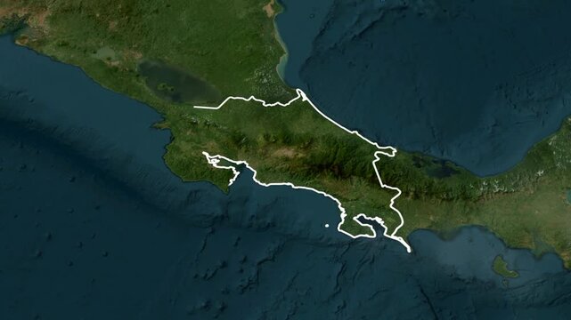 3D Animated map of Costa Rica with its Flag and Borders 00:15