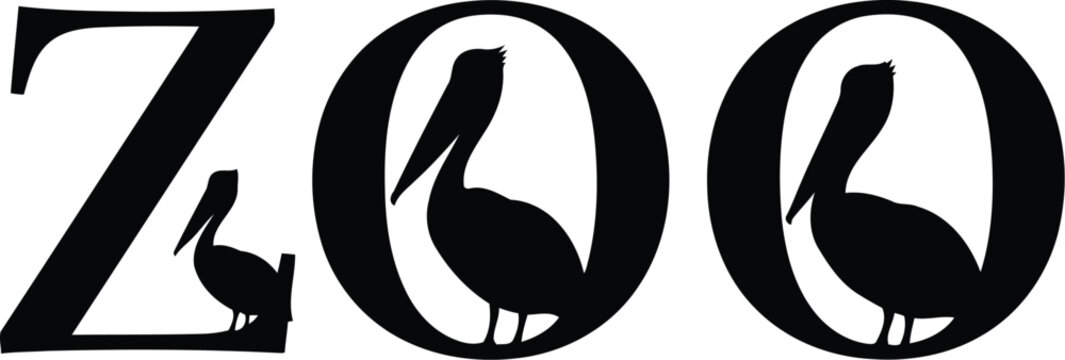 Black Zoo Typography Logo with Animal Silhouettes in Bold Decorative Lettering