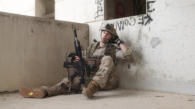 Soldier in Urban Tactical Training Environment