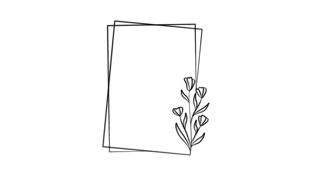 Minimalist Elegant Floral Double Rectangle Frame Vector