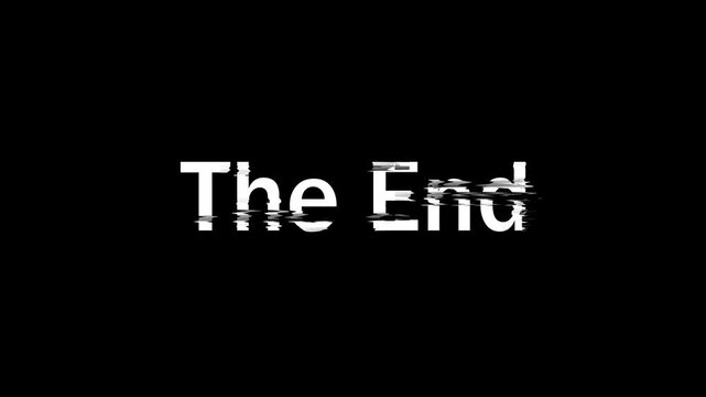The end title animation - glitch text effect for videos, games and cinematic presentations