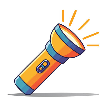 Colorful flashlight with light beam illustration