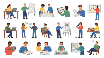 Fototapeta premium Flat Design Characters Planning and Brainstorming for Business Growth
