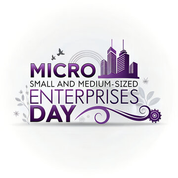 Purple skyscraper design for international micro small medium enterprises day.