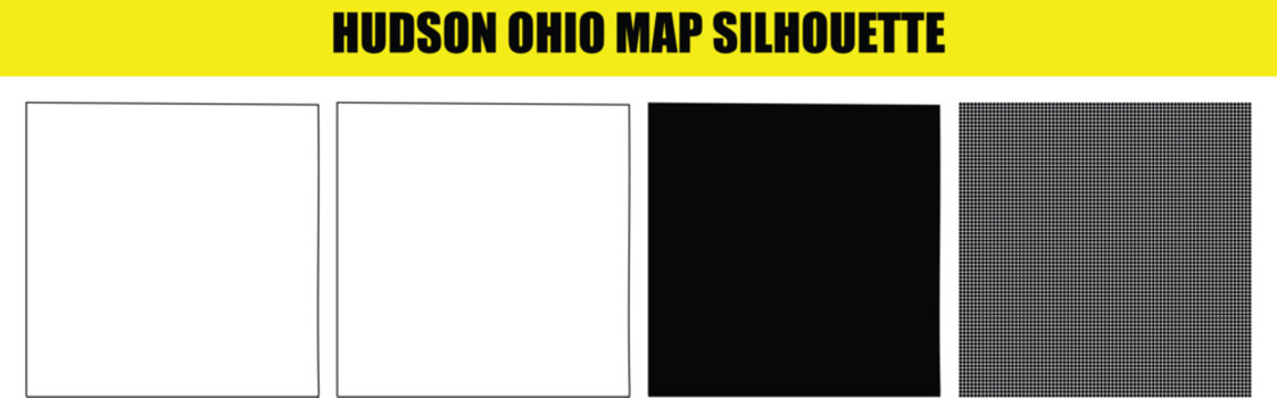 Hudson ohio map silhouette vector graphics showcasing city border outlines in various styles for local design work.