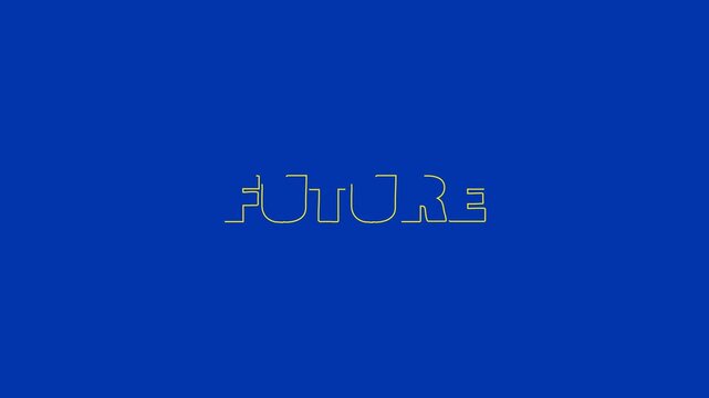FUTURE green neon text animation on blue background 4k video
