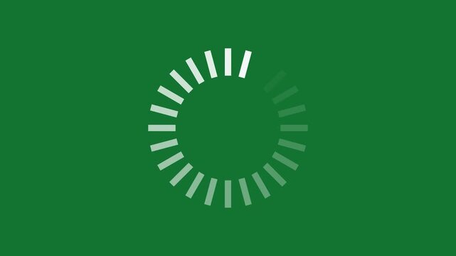 Animated circular loading mark with green background and white color loading icon animation.