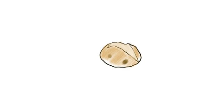 Animated dough play collection featuring a variety of bread, rolls, buns, pastries, and baked goods illustrated in a charming hand-painted style. Perfect for bakery promotions, food advertising
