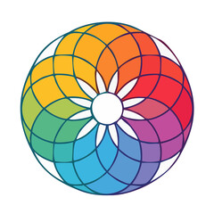 Obraz premium Colorful Mandala with Flower Center Illustration