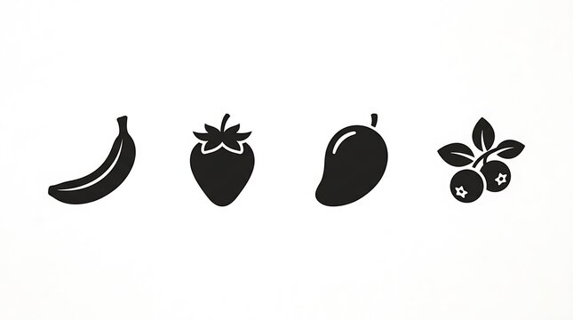 Black line art icons of coffee and plant elements.