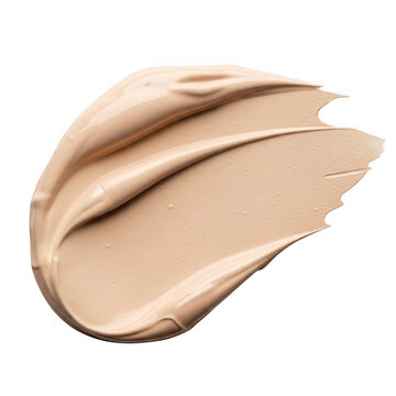 Beige liquid foundation makeup smear on surface isolated on transparent background