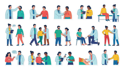 Fototapeta premium Flat Vector Medical Consultation and Examination Illustrations with Doctors and Patients