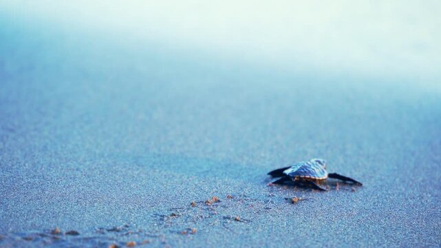 Baby Sea Turtle Near Waterline