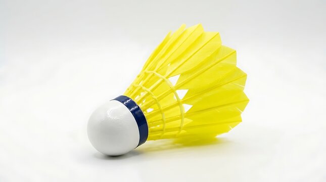 Yellow Badminton Shuttlecock on White Background
