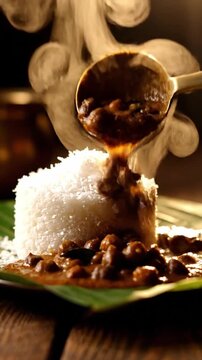Premium Shot Of Traditional Kerala Puttu And Kadala Curry