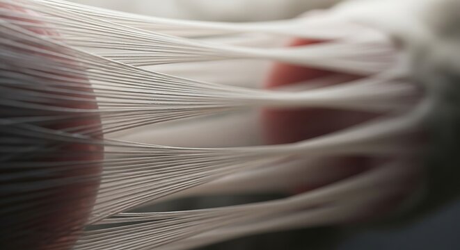 A detailed view of white fibrous structures resembling tendons or ligaments