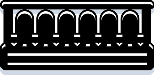 Naklejka premium Architectural structure featuring multiple arches and a solid base, depicted in a minimalist black and white style, creating a clear and recognizable landmark or monument symbol