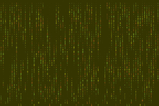Digital Binary Code Rain Background with Green Matrix Style Data Stream for Cyber Security and Technology Concepts