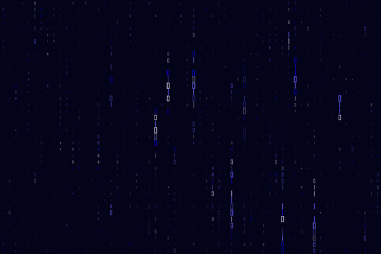 Digital Binary Code Rain Background with Glowing Vertical Data Streams for Cyber Security and Technology Concepts