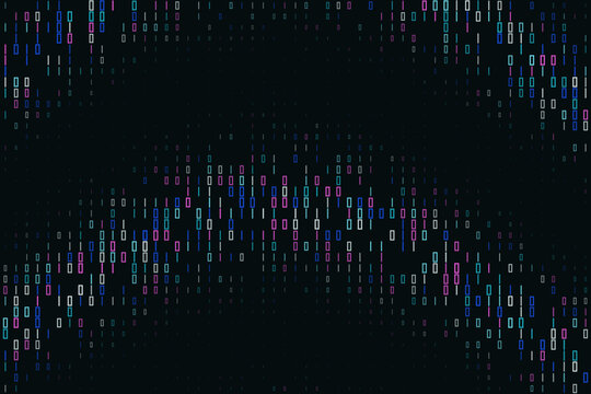 Abstract Digital Binary Code Background with Glowing Blue and Pink Data Stream Patterns for Technology Concepts