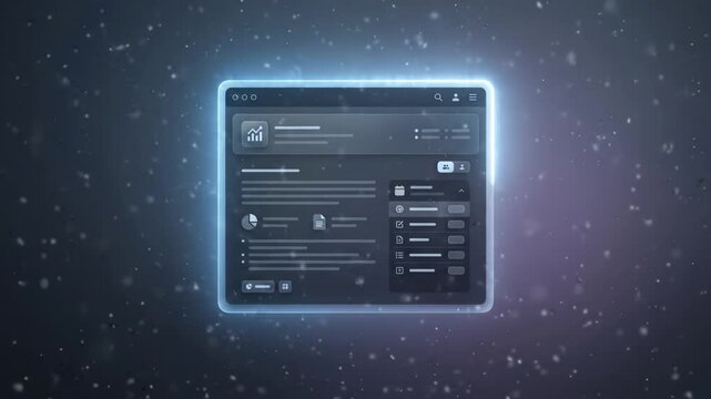 Digital interface glowing with futuristic charts and task list on screen, showcasing data visualization and technology for advanced productivity and analytics in dark space environment