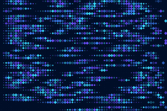 Abstract Digital Data Background with Blue and Purple Pixelated Diamond Pattern for Technology and Cyber Concepts