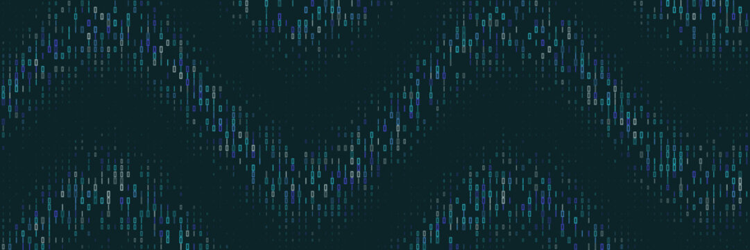 Abstract Digital Wave Background with Glowing Binary Data Particles for Technology and Cyber Security Concepts