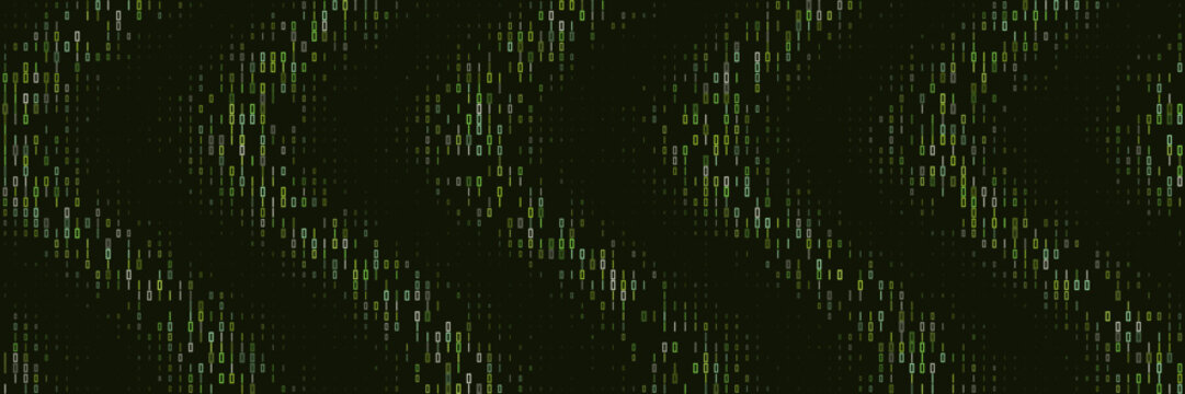 Abstract Digital Binary Code Background with Flowing Green Data Streams for Technology and Cyber Security Concepts