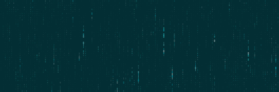 Digital Binary Code Rain Background with Falling Data Streams for Cyber Security and Technology Concepts