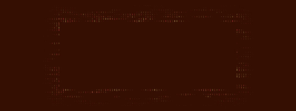 Binary Code Rectangular Frame Border on Dark Background for Technology and Data Security Concept Design