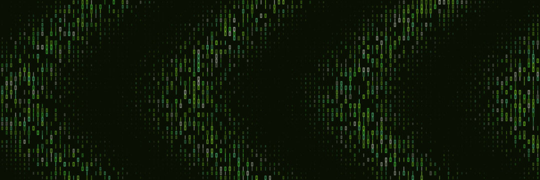 Digital Binary Code Matrix Background with Green Data Streams for Cyber Security and Technology Concepts