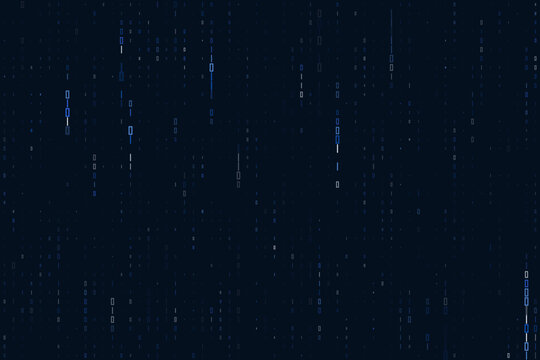 Digital Binary Code Background with Falling Data Streams for Cyber Security and Technology Concepts