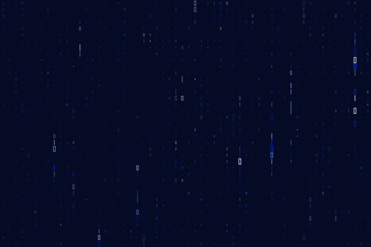 Digital Data Rain Background with Glowing Binary Code Streams for Cyber Security and Technology Concepts