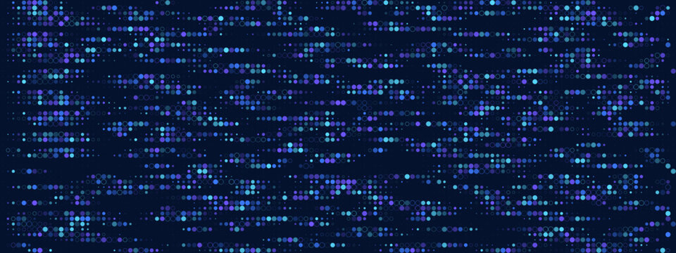 Abstract Digital Data Background with Glowing Blue and Purple Particles for Technology and Cyber Security Concepts